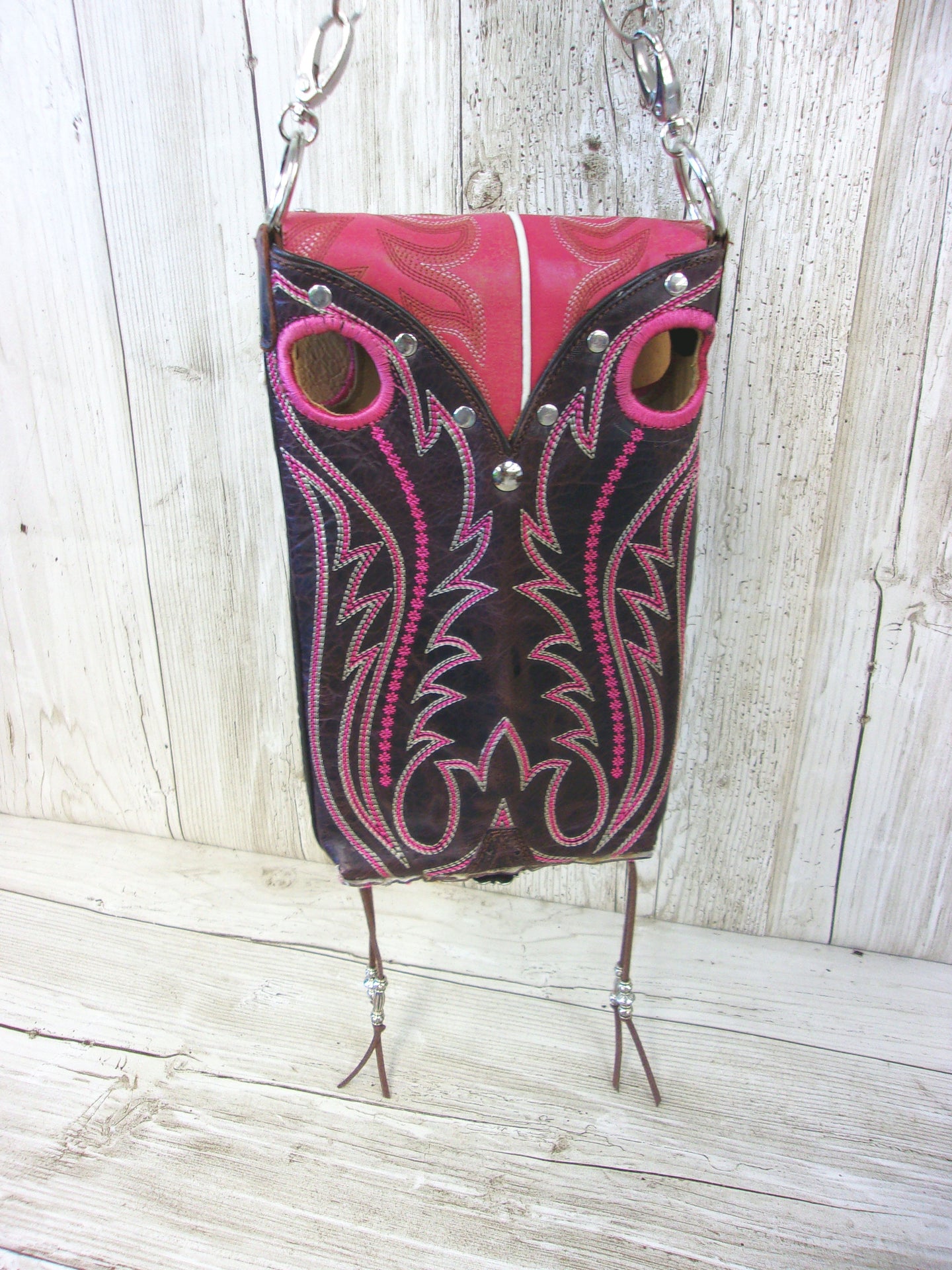 Cowboy Boot Crossbody Hipster Purse HP886 handcrafted from cowboy boots. Shop all unique leather western handbags, purses and totes at Chris Thompson Bags